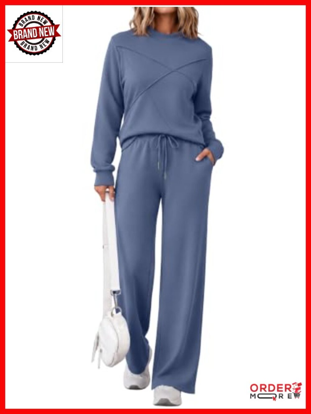 2 Piece Lounge Set Mock Neck Top & Pants Modal Blend Travel Outfit